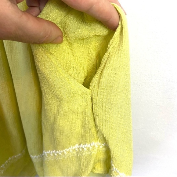 Free People Falling Water Boho Tunic in Citron Yellow Lined Pockets Embr… - Picture 3 of 11